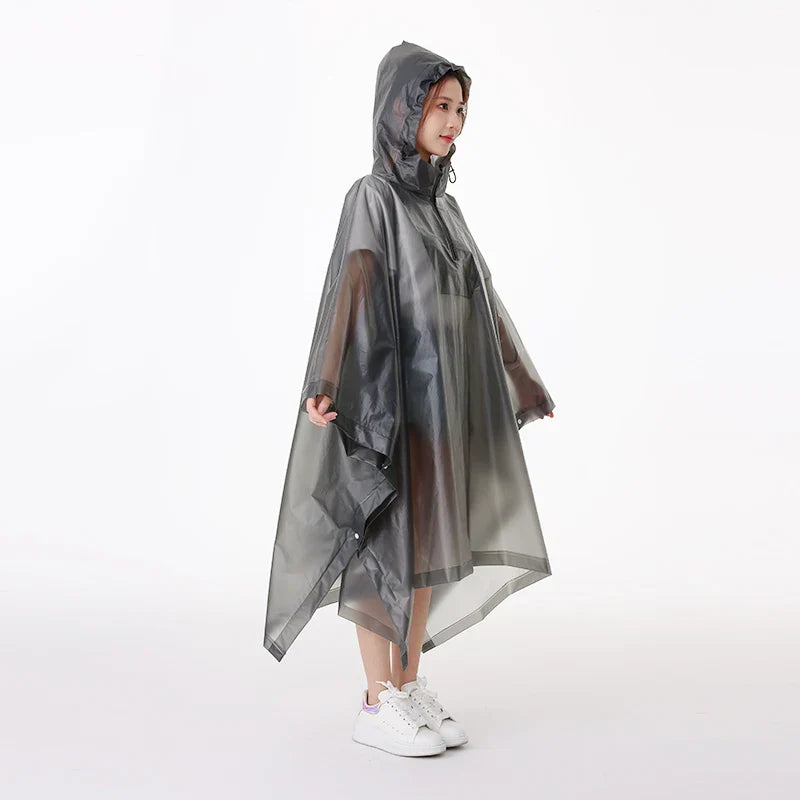 Eco-Friendly 3 in 1 EVA Rain Poncho Waterproof Rain Cape With Reflective Strip for Outdoor Hiking & Camping Durable Windproof