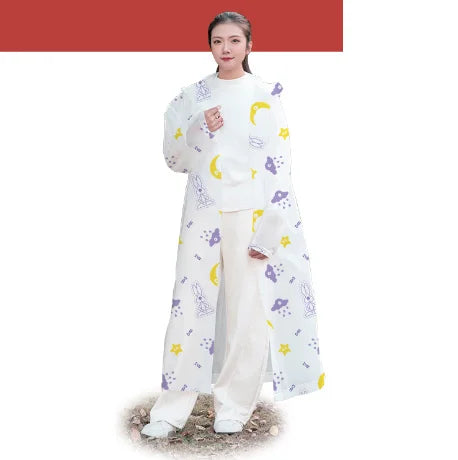 EVA Thickened Fashionable Full-length Printed Raincoat for Adults and Children, Parent-child Hiking