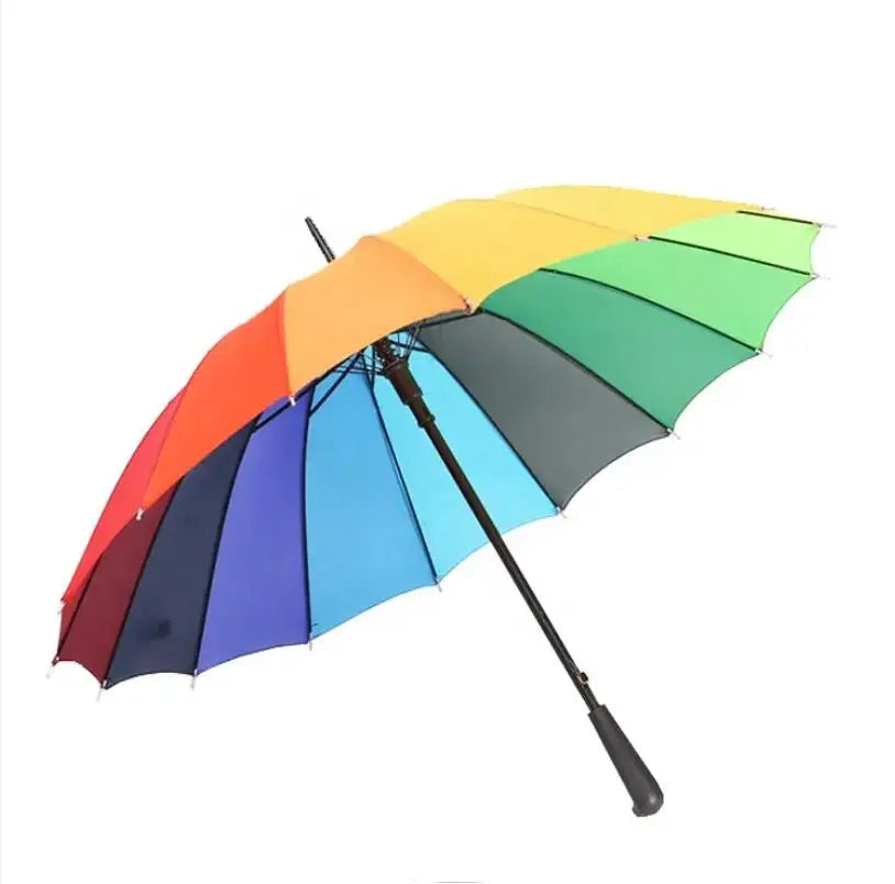 Super Strong 27''x16k Golf Umbrella Waterproof Windproof Business Style Rainbow Print Plastic Fabric for Rain Gifts Secondary image