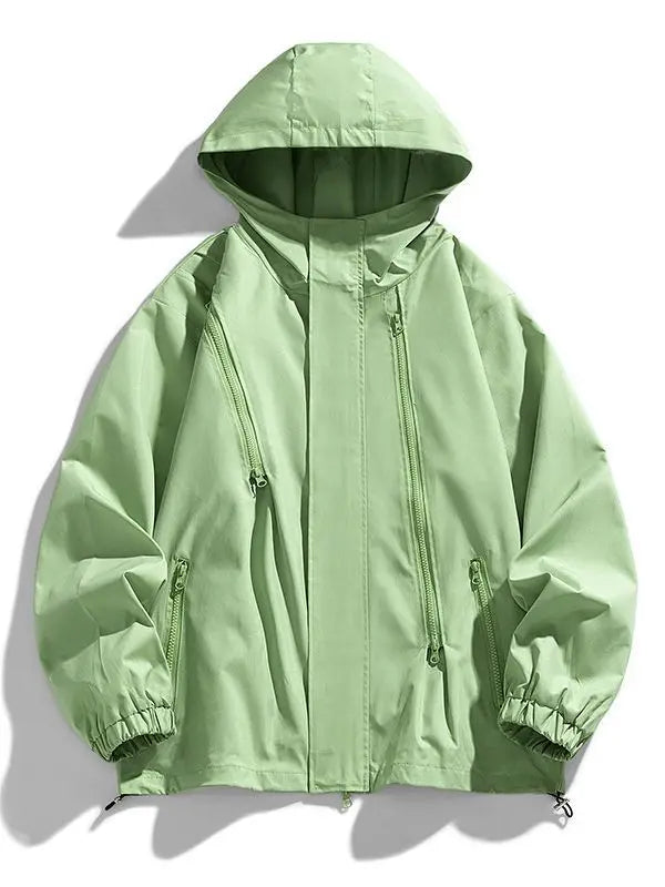 Men's High Quality Waterproof Polyester Windbreaker Print Pattern Rain Jacket With Logo for Hiking Rainy Outdoor Activities