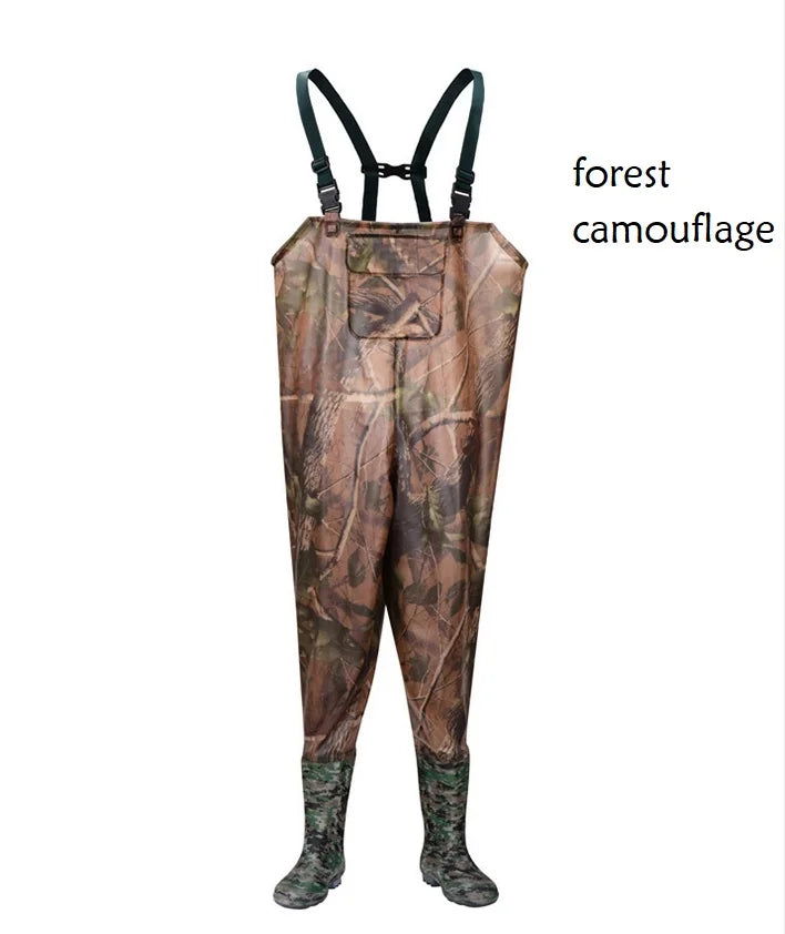 Adult PVC Fisherman Fishing Waders With Boots XXXL Size Plastic Rain Jacket for Hiking Includes Waist Jip Waders