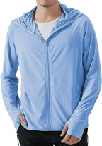 Men's UPF 50+ Sun Protection Outdoor Lightweight Full Zip Hoodie Rain Jacket Long Sleeve Fishing Hiking Performance Shirt