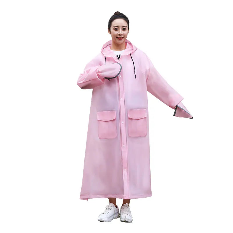 Customizable Men's Women's Long Thickened EVA Adult Raincoat Pink PVC Poncho Logo Decoration One Pocket Hiking Reusable Bikers Secondary image