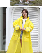 Customizable Men's Women's Long Thickened EVA Adult Raincoat Pink PVC Poncho Logo Decoration One Pocket Hiking Reusable Bikers