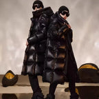 Men's Women's Couple Style High-Fan Black Gold Jacket New National Standard 90 White Duck Down Thickened Version for Adults