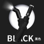 Classic Three-folding LED Umbrella Handle Flashlight Coating Fully-automatic Plastic With Automatic Open Close Anti-uv Black 500