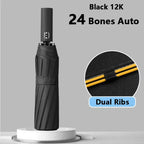24 Ribs Custom logo 12k 3 Folding Umbrella Automatic Open and Close Sun and Rain Umbrella for Outdoor