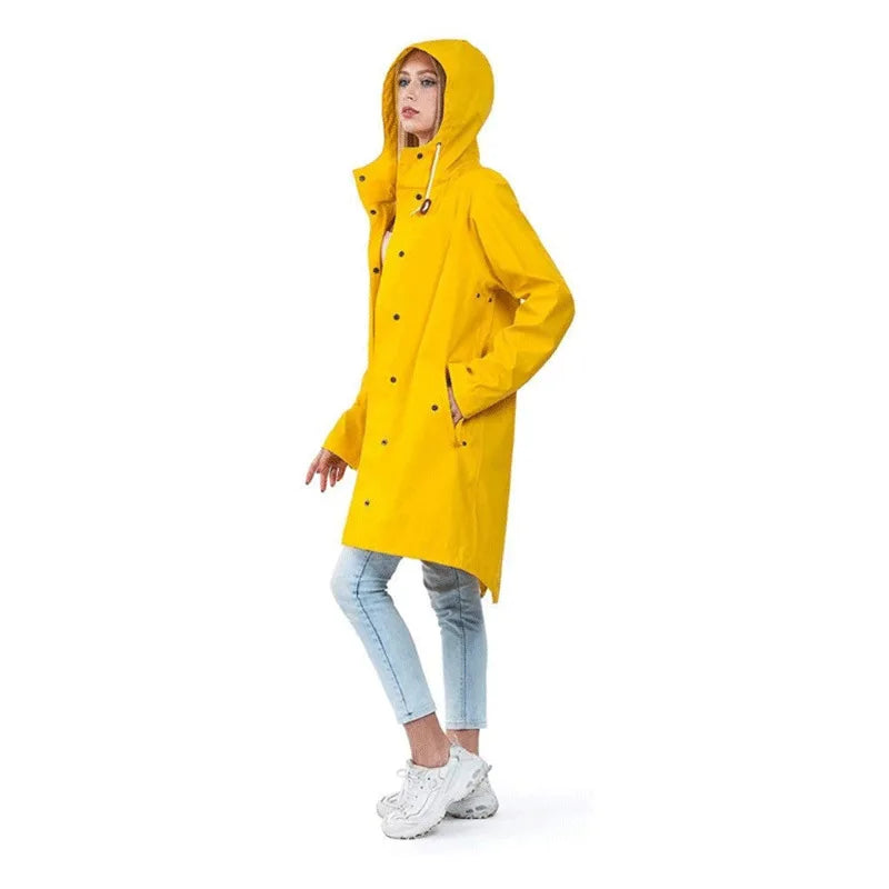 Hot Sale PU Rain Jacket Long PVC Coat With One Pocket for Rainy Outdoors XXL Size for Tours