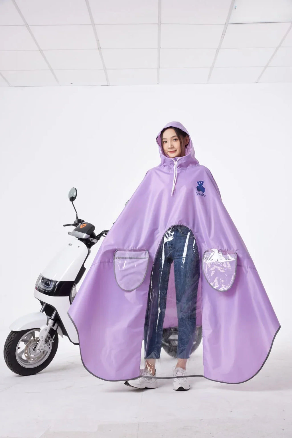 Modern Design Adult Ladies and Girls EVA Long Raincoat Backpack Waterproof Windproof for Outdoor Electric Bicycle