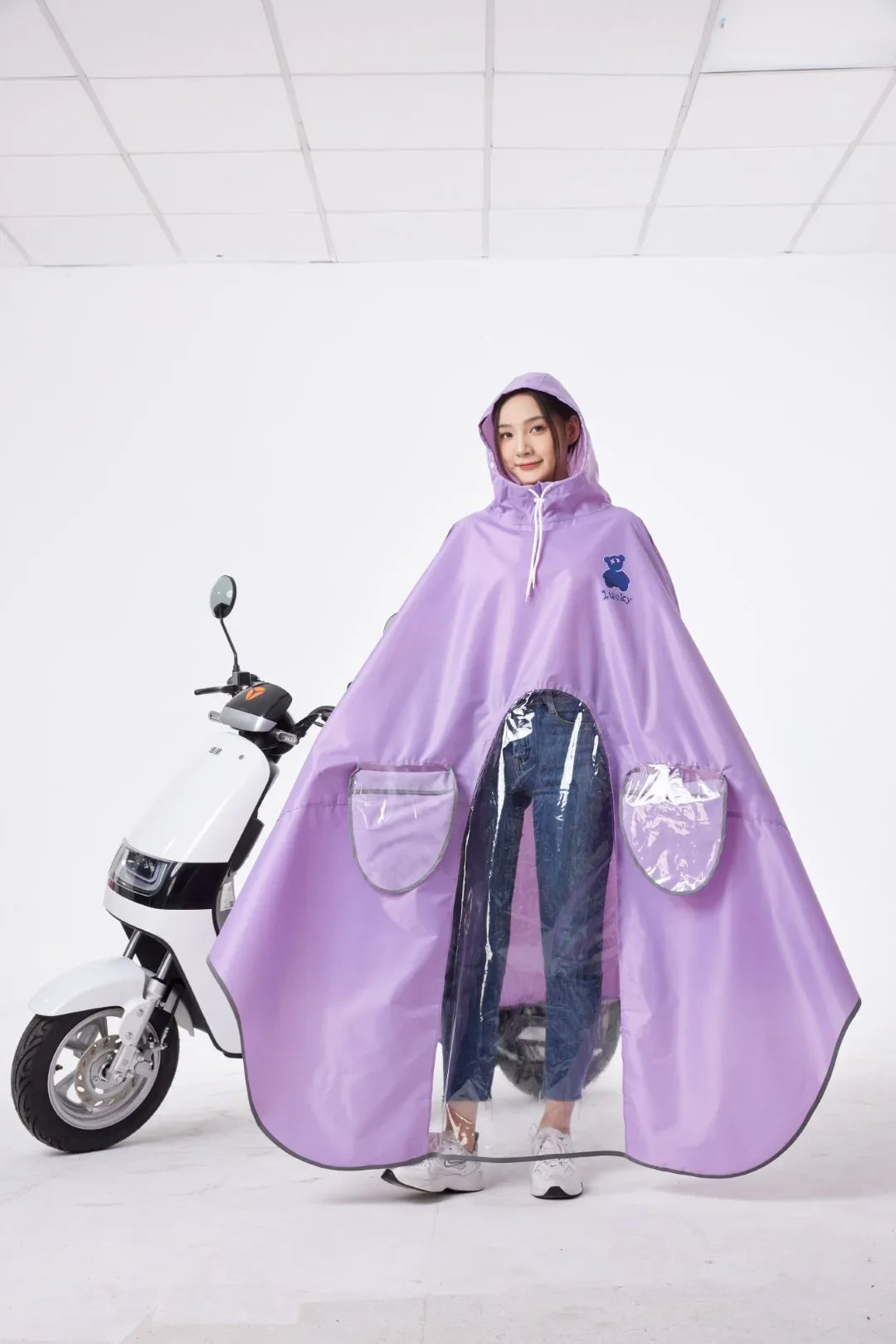 Modern Design Adult Ladies and Girls EVA Long Raincoat Backpack Waterproof Windproof for Outdoor Electric Bicycle