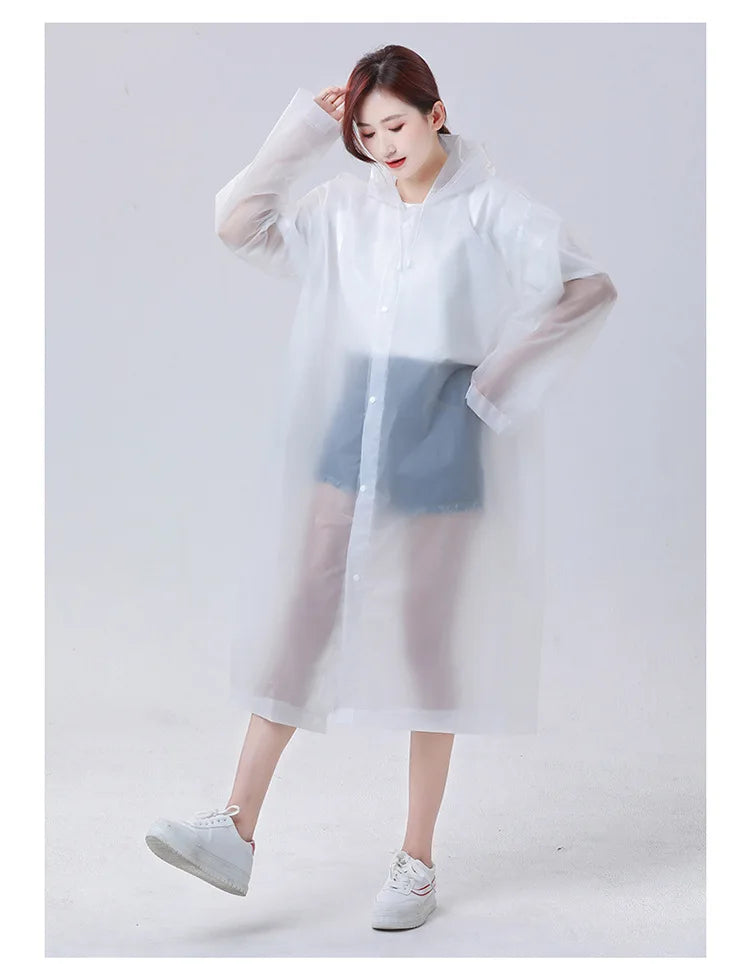Rain Poncho Waterproof Hooded Long Clear Raincoat for Adults Men and Women Rainwear Reusable EVA Unisex Camping Outdoor Event Secondary image