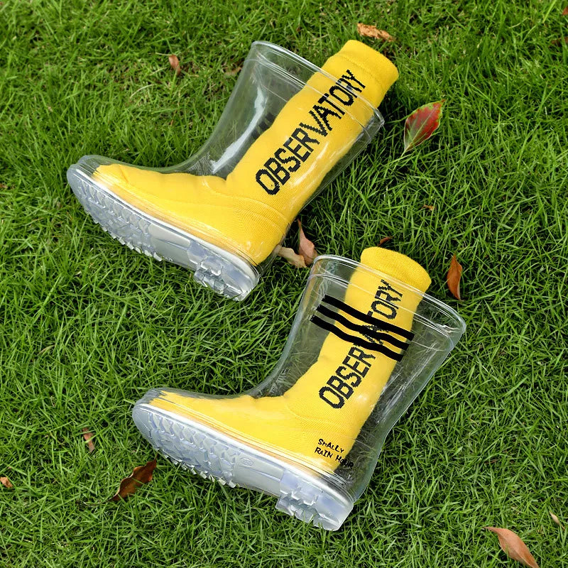 Children's Waterproof PVC Transparent Rain Boots Non-Slip Fashion Water Shoes for Primary School Boys Big Kids Secondary image