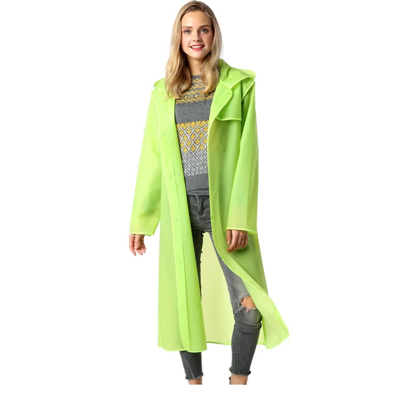 Unisex Adult EVA Rain Poncho Waterproof Long Rain Cape Colorful Hem Reusable Outdoor Jacket Hiking Featuring Custom Logo