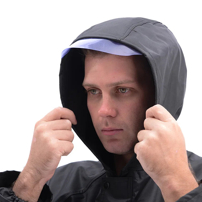 Wholesale Black Oxford Cloth One-Piece Adult Long Windbreaker Waterproof Windproof Split Raincoat Custom Logo Work Polyester