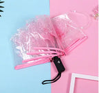 Wholesale Travel Sakura Cherry Printing Transparent 3-Folding  Umbrella Auto Open POE clear Umbrella Custom logo