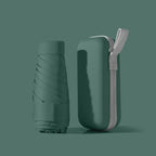 6-Section Windproof Fabric Folding Umbrella EVA Mini Case UPF50+ UV Protection Black Dye Pocket Rain Umbrella Gift Packing