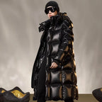 Men's Women's Couple Style High-Fan Black Gold Jacket New National Standard 90 White Duck Down Thickened Version for Adults