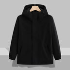 Men's Lightweight Waterproof Zippered Hooded Bomber Jacket with Heart Pattern Fall Streetwear Windbreaker