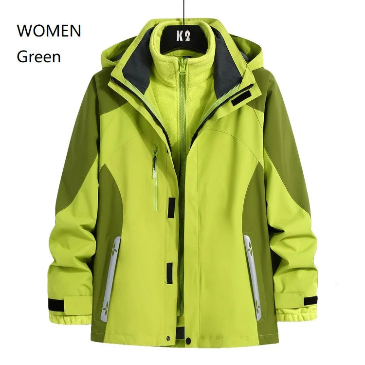 Women and Men Three-in-One Winter Ski Suit Waterproof Breathable Outdoor Work Clothes Two-Piece Set With Warm Jackets Raincoat Secondary image