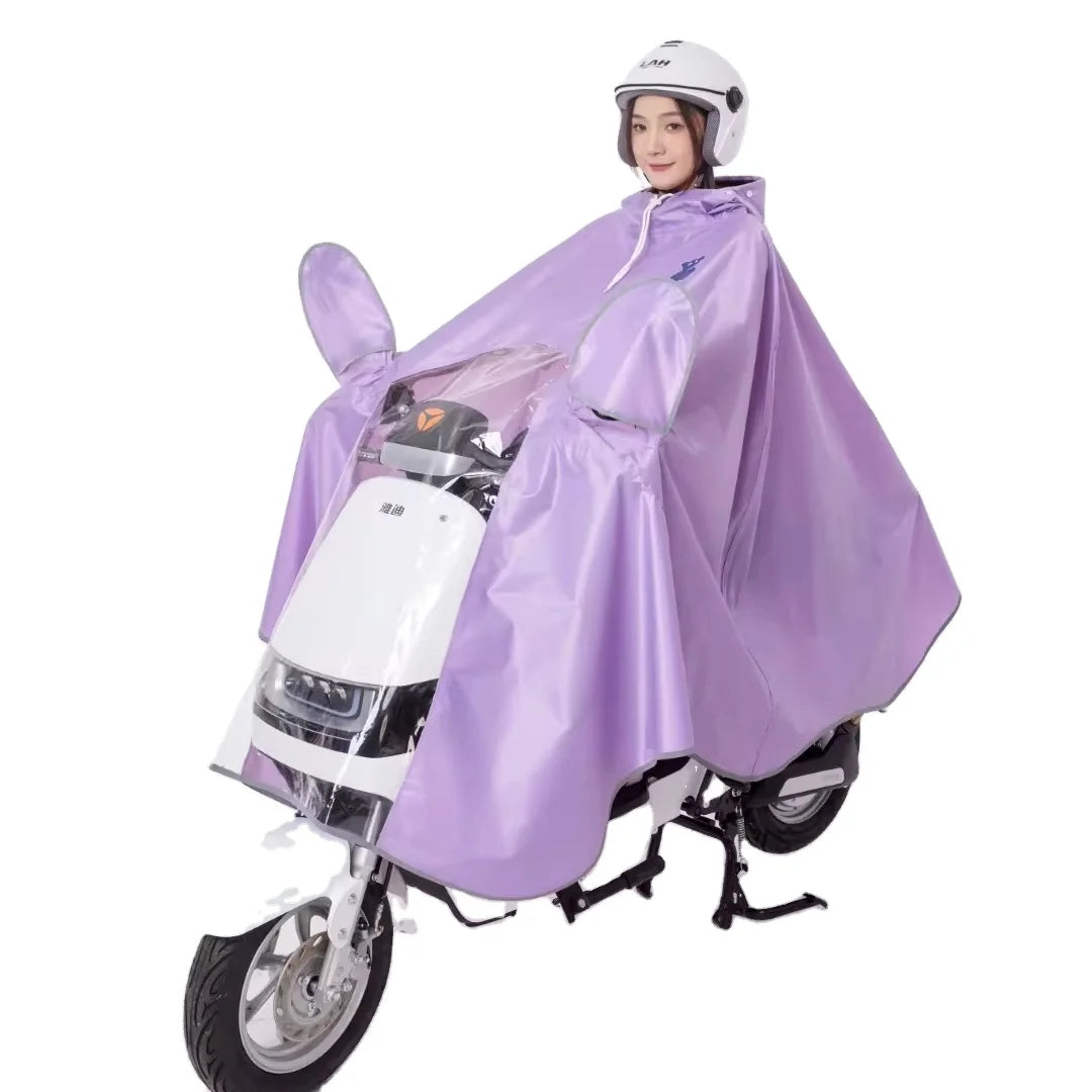 Modern Design Adult Ladies and Girls EVA Long Raincoat Backpack Waterproof Windproof for Outdoor Electric Bicycle Main image