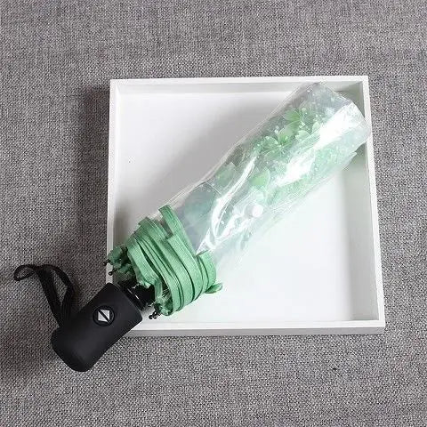 Wholesale Travel Sakura Cherry Printing Transparent 3-Folding  Umbrella Auto Open POE clear Umbrella Custom logo