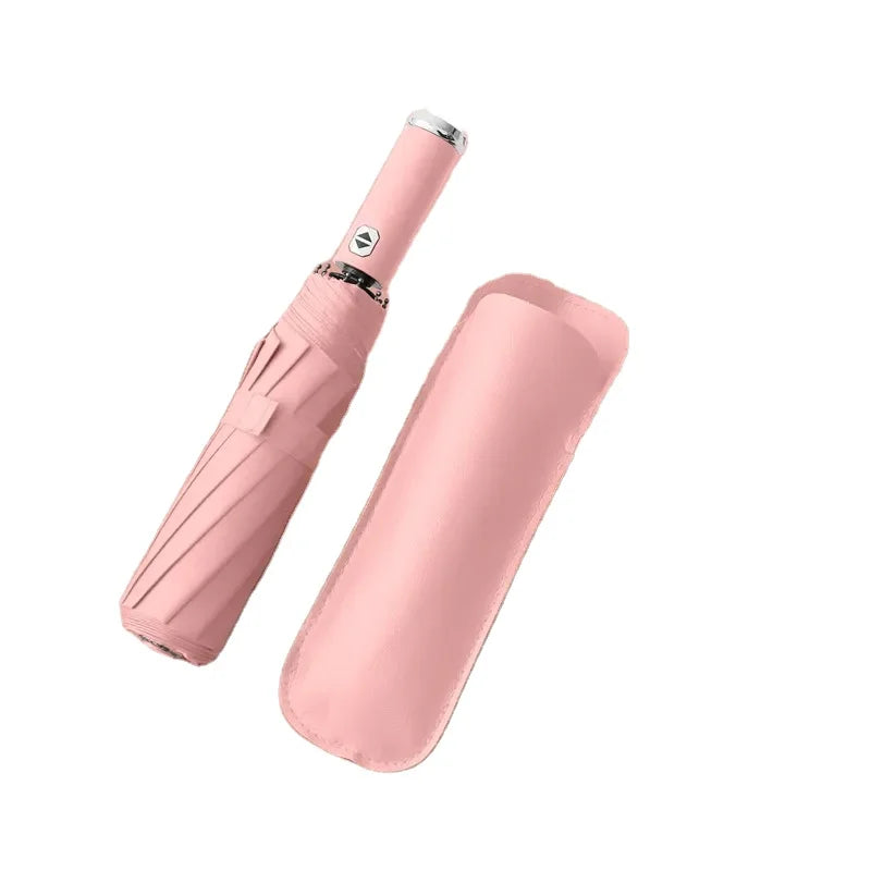 Adults' Windproof Compact LED Folding Umbrella 10k Pongee Panels UV Protection 190t Material Swivel Handle Customizable Logo Main image