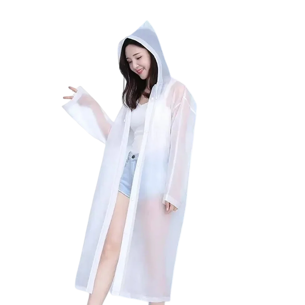 Rain Poncho Waterproof Hooded Long Clear Raincoat for Adults Men and Women Rainwear Reusable EVA Unisex Camping Outdoor Event