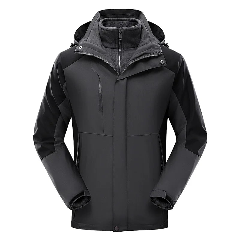 Waterproof Ski Jacket 3-in-1 Windbreaker Winter Coat Fleece Inner for Rain Snow