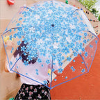 Celebrities' Choice Automatic Folded Bubble Canopy Clear Umbrella for Children Pongee Fabric Sunshade for Travel