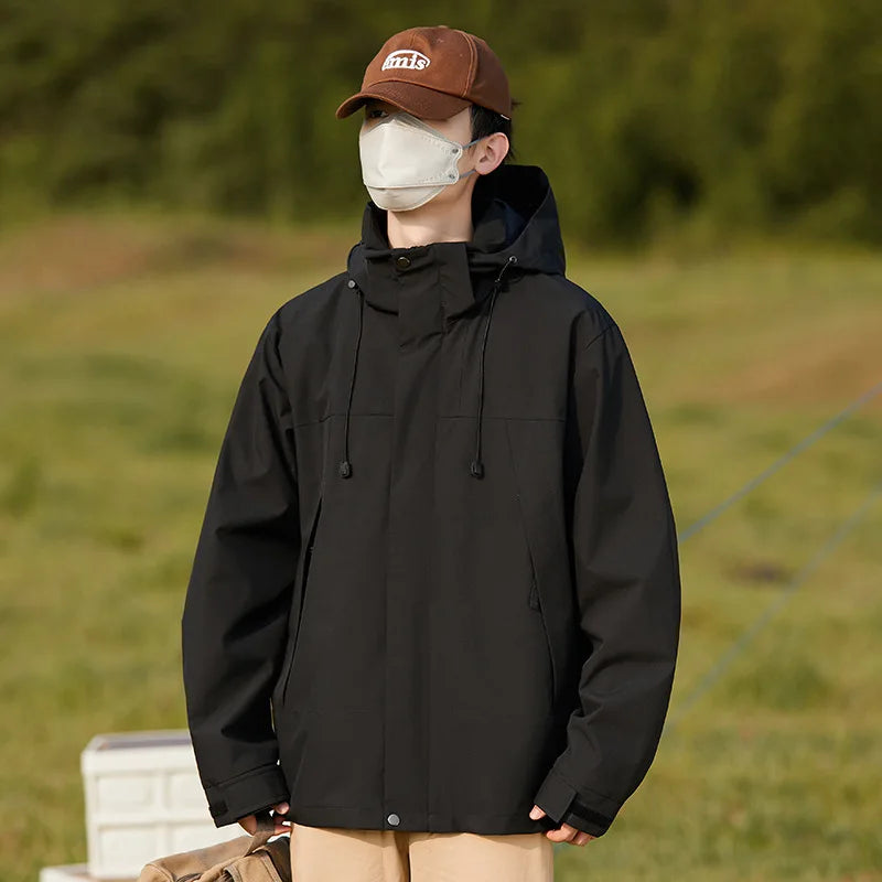 New Arrival Fashionable Hooded Rain Jacket Waterproof Polyester and PU Material for Hiking and Traveling Couple Raincoat