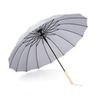 Japan Designed 23inch 16K Straight Umbrella Wood Handle Customizable Logo 190T Pongee 8K Ribs Outdoor Rain Mini Rain Advertising