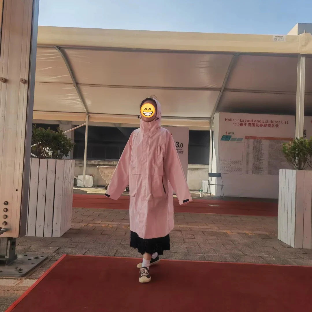 Fashion Lightweight Breathable Long Waterproof Custom Raincoat Fashion Trench Coat  South Korea pink Windbreak Windbreak Main image