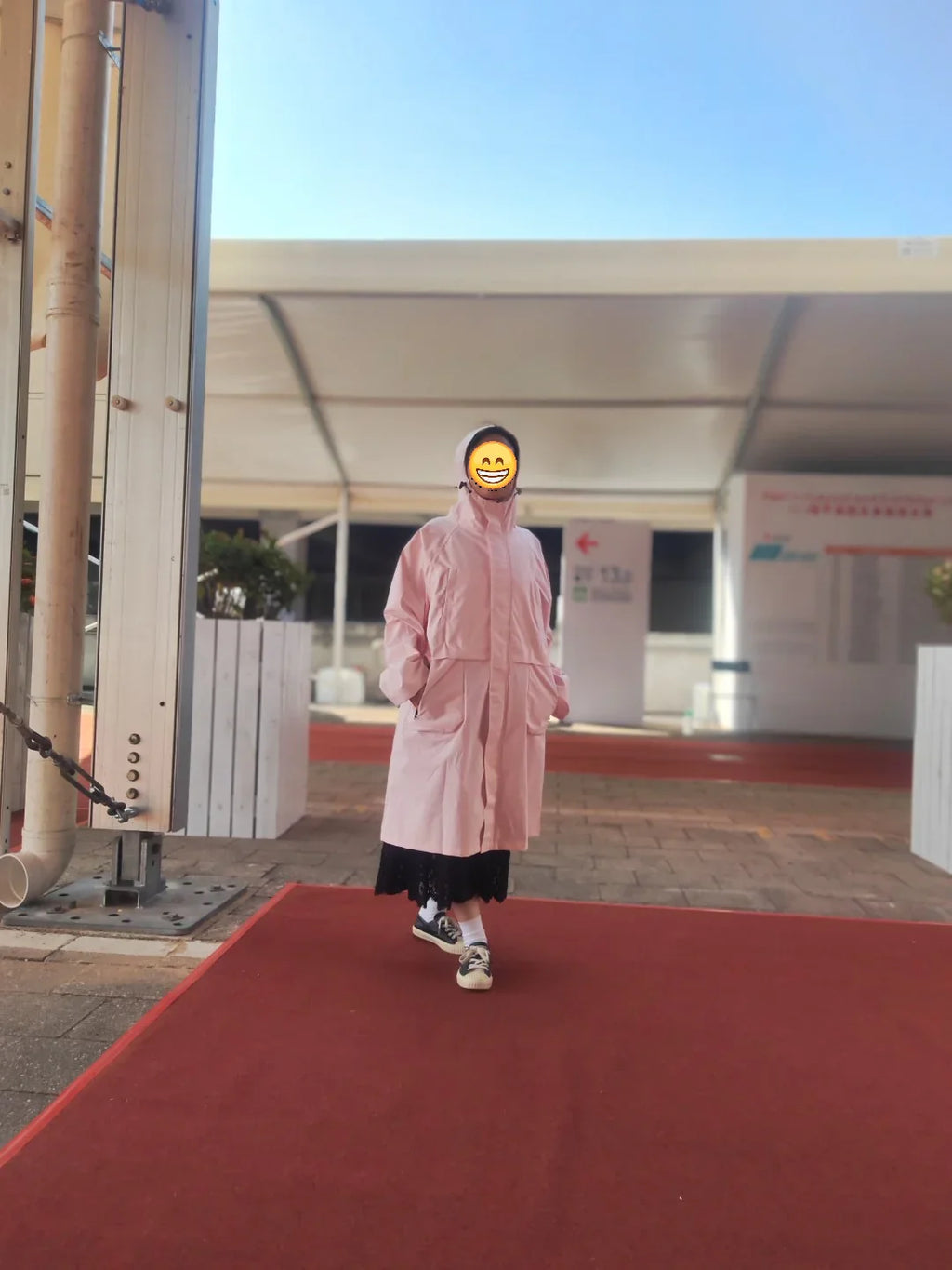 Fashion Lightweight Breathable Long Waterproof Custom Raincoat Fashion Trench Coat  South Korea pink Windbreak Windbreak