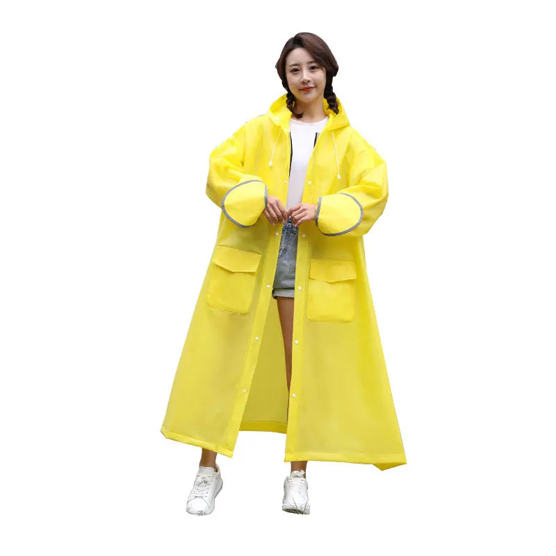 Customizable Men's Women's Long Thickened EVA Adult Raincoat Pink PVC Poncho Logo Decoration One Pocket Hiking Reusable Bikers