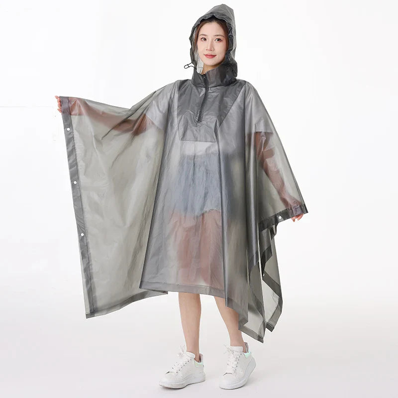 Eco-Friendly 3 in 1 EVA Rain Poncho Waterproof Rain Cape With Reflective Strip for Outdoor Hiking & Camping Durable Windproof