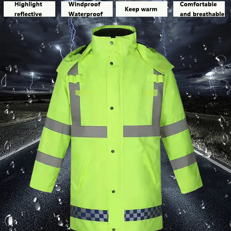 High Visibility Reflective Safety Jacket Waterproof Raincoat With Logo Anti-storm Work & Hiking Adult Raincoat for Men & Women