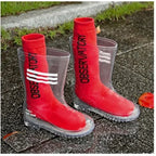 Children's Waterproof PVC Transparent Rain Boots Non-Slip Fashion Water Shoes for Primary School Boys Big Kids