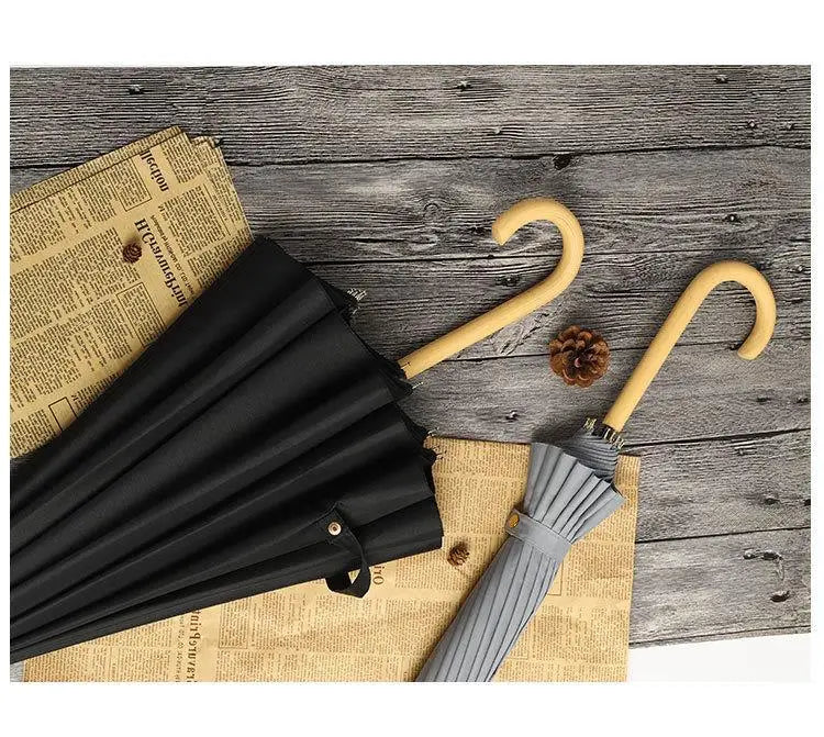 Luxury 23-Inch Oversize Business Umbrella 16K Ribs Japan Style Fashion Wood Handle New Fabric Promotional Advertising Umbrella Secondary image