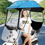 Full Cover Scooter Bicycle UV Printed Rain Shelter Manual Pongee Canopy Adults' Motorcycle Car Electric Bike Motor Sunshade
