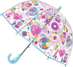 Kids Transparent Dome Bubble Umbrella Comfortable Fabric Sun Shield With Easy Grip Curved Plastic Handle for Toddler Boys Girls
