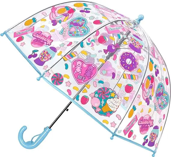 Kids Transparent Dome Bubble Umbrella Comfortable Fabric Sun Shield With Easy Grip Curved Plastic Handle for Toddler Boys Girls Main image