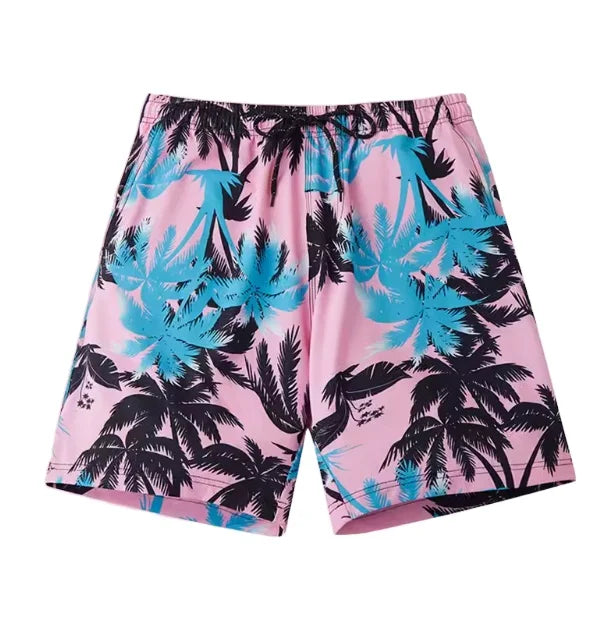 Hawaiian Casual Shorts Men Turkey Style Floral Printed Cropped Pants Versatile Loose Fit Trendy Beach Vacation Wear Free