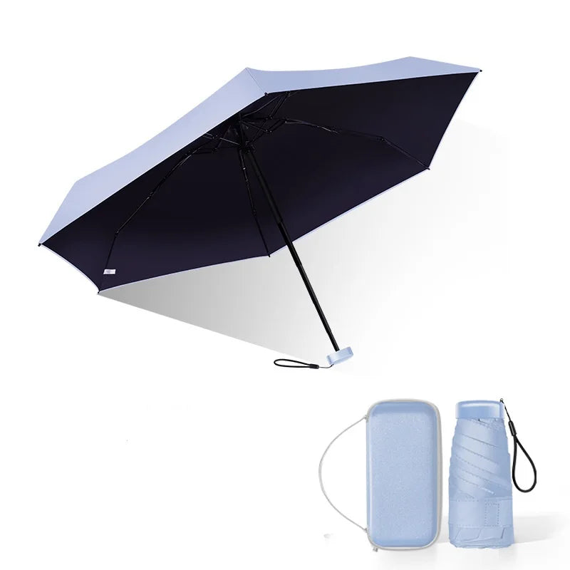 Factory Whole Sale New Design Uv Protection Capsul Pocket Portable Super Mini With Custom Case 6 Folding Umbrella
