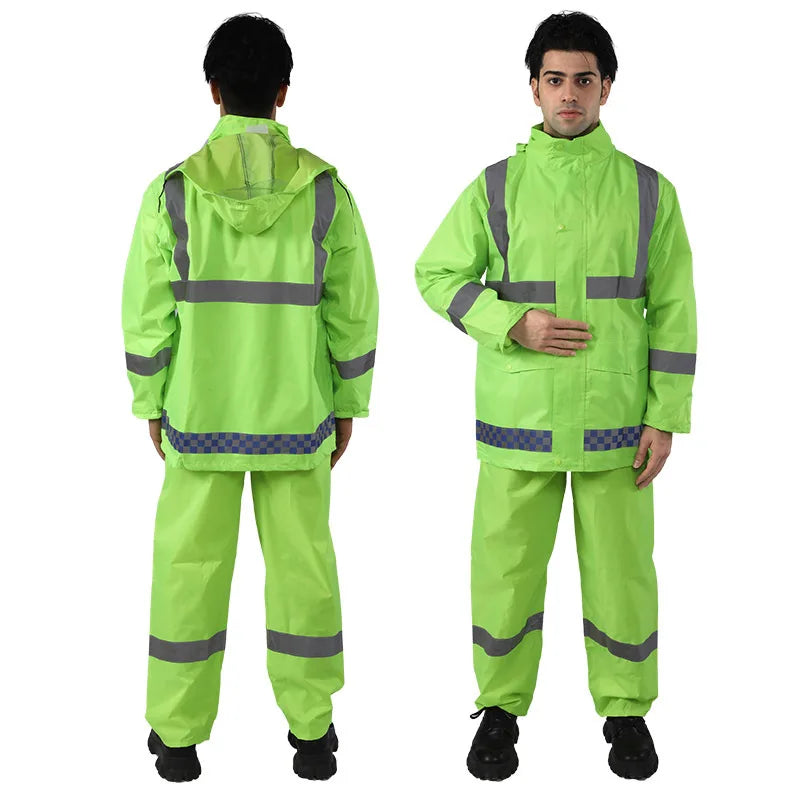 Whole Sale Factory Price Rain Suit Rainproof  Raincoat Set With Pants Waterproof Custom Rain Coat With Reflection Tapes Main image