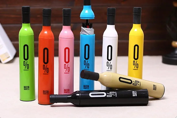 Custom Printed 3-Folding Automatic Golf Umbrella for Rain Travel Wine Bottle Advertise-Cheap Gift Promotion