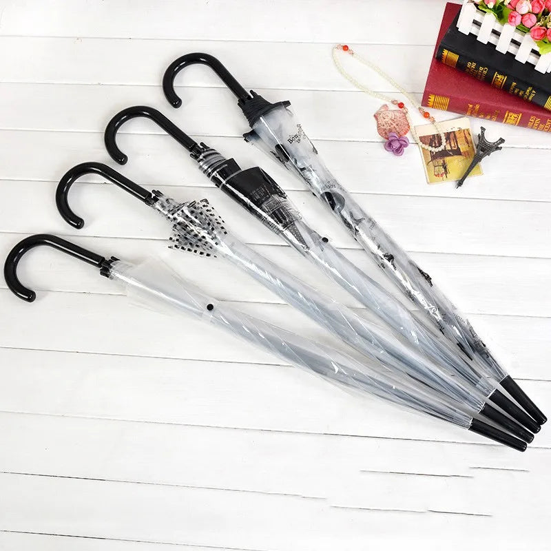 Gossip Girl Princess Umbrella Thickened Transparent Automatic Apollo Mushroom Umbrella Eiffel Tower Plastic Umbrella