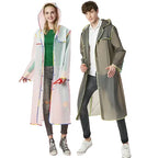 Unisex Adult EVA Rain Poncho Waterproof Long Rain Cape Colorful Hem Reusable Outdoor Jacket Hiking Featuring Custom Logo