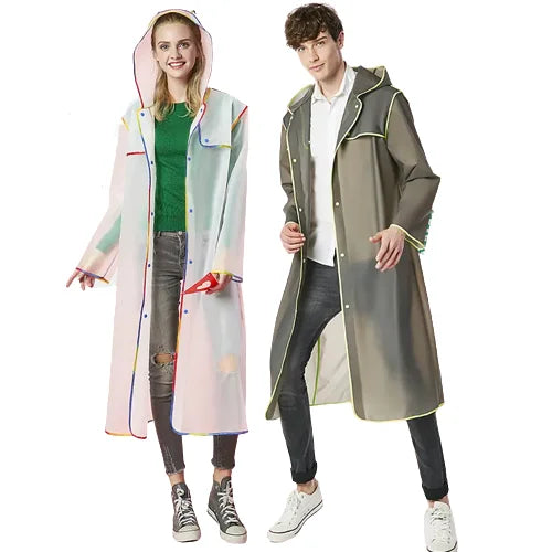 Unisex Adult EVA Rain Poncho Waterproof Long Rain Cape Colorful Hem Reusable Outdoor Jacket Hiking Featuring Custom Logo Main image