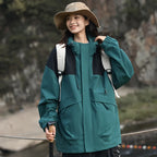 Couple Outdoor Hiking Jacket With Windproof Waterproof Cap Spring Rain Suit With Hooded Jacket Made Polyester Motorcycle Use