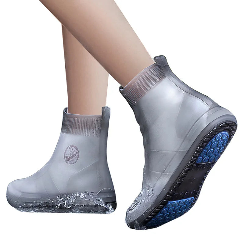 Men's Women's Waterproof Rain Boots Cover Rain Gear Thickened Shoe Covers Non-Slip Shoe Cover for Adult Easy Storage